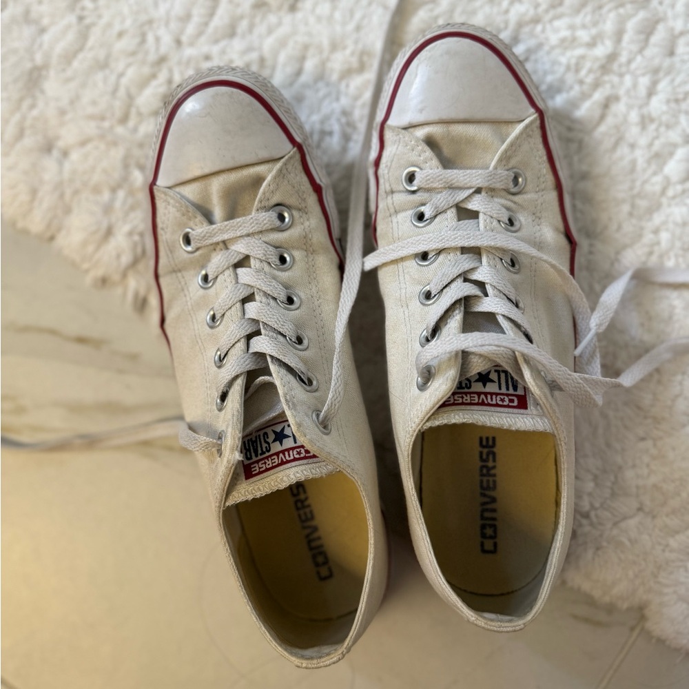 Converse White Sneakers with Red Trim